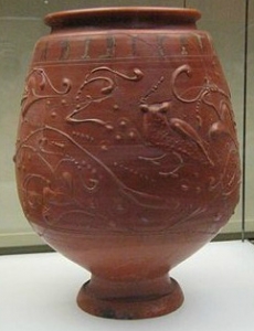 Roman Barbotine decorated Terra Sigillata - source Koln Museum via Wikipedia